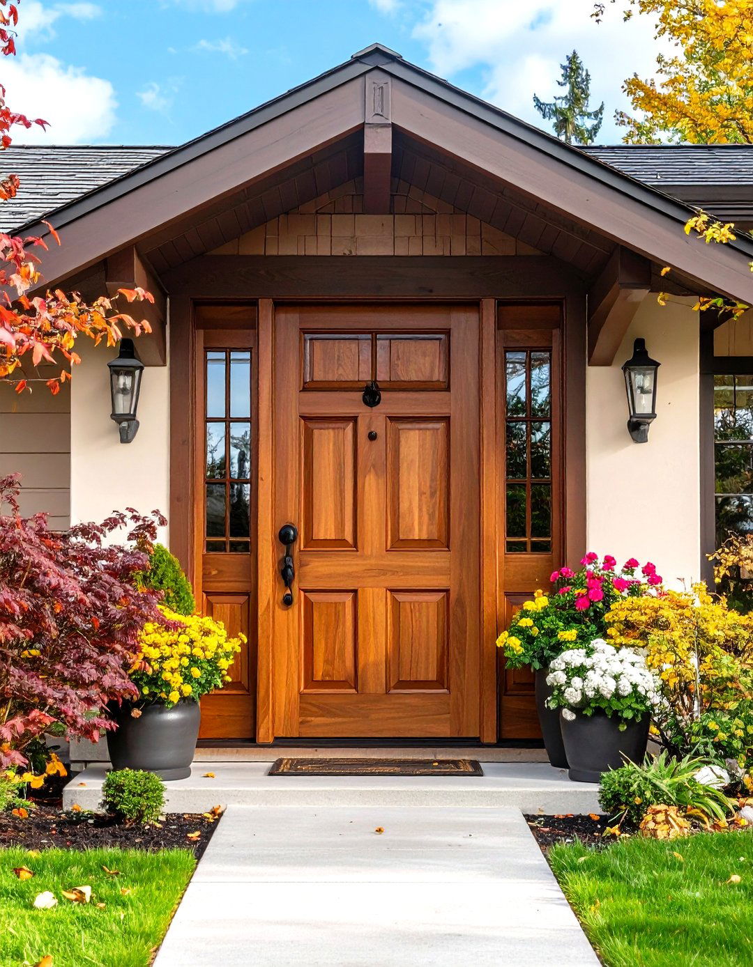 Craftsman Entry Door with Divided Light Sidelights - 20 Craftsman Style House Exterior Ideas