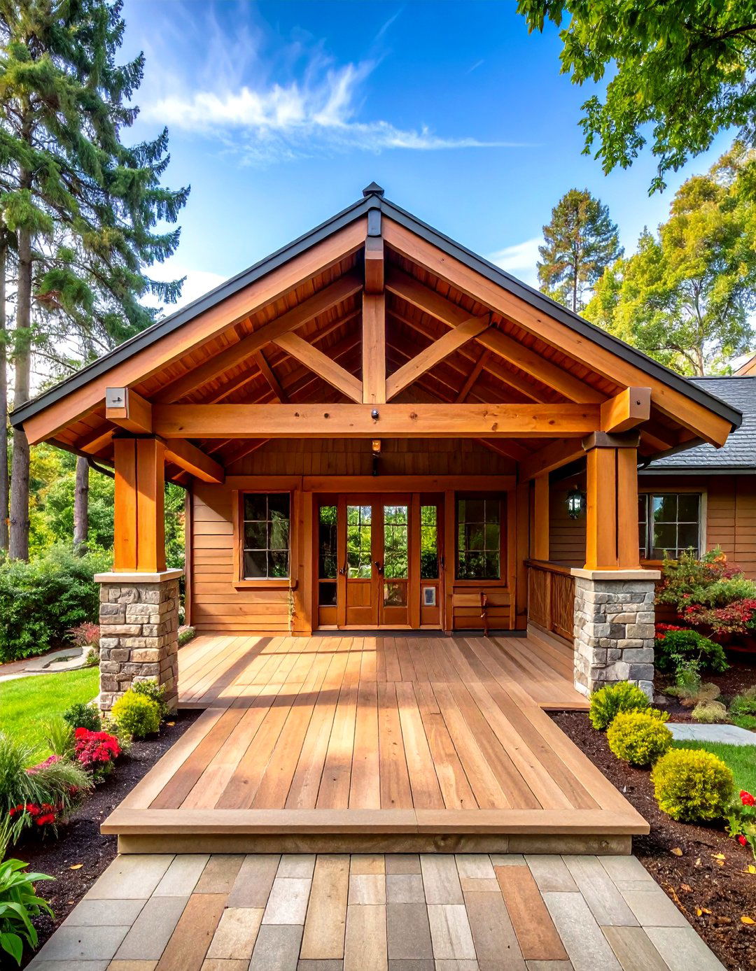 Craftsman Exposed Rafter Porch Roof - 20 Front Porch Roof Ideas