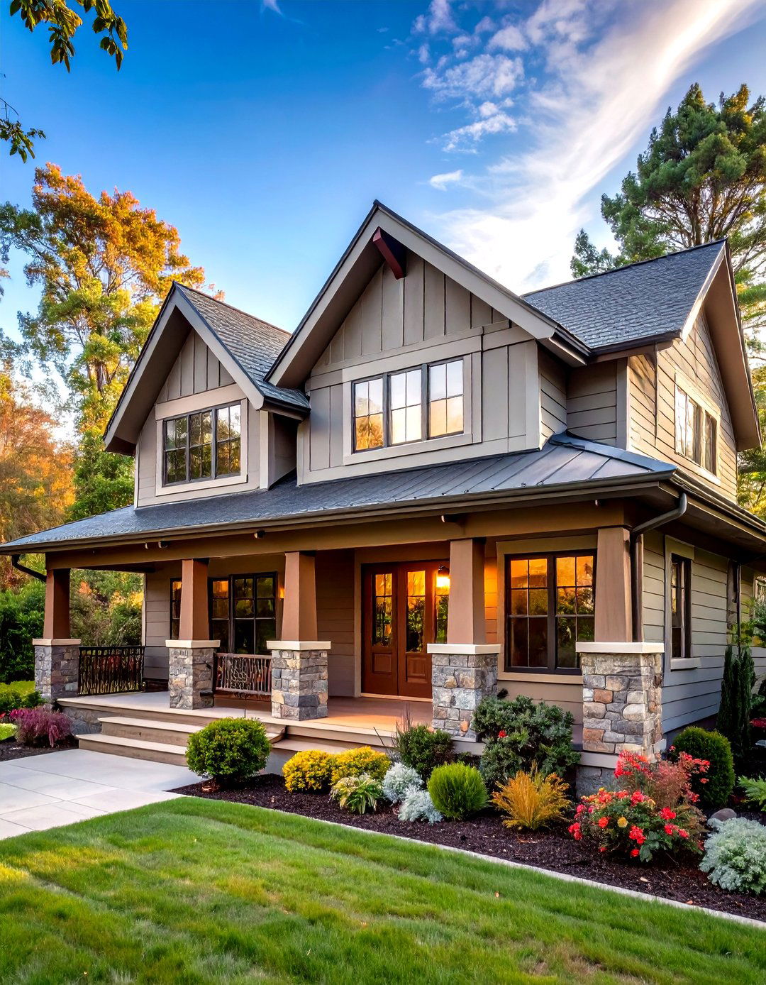 Craftsman Low Pitched Gable Rooflines for Timeless Silhouette - 20 Craftsman Style House Exterior Ideas