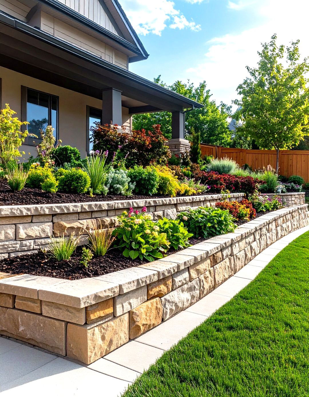 Craftsman Low Stone Retaining Walls for Layered Curb Appeal - 20 Craftsman Style House Exterior Ideas