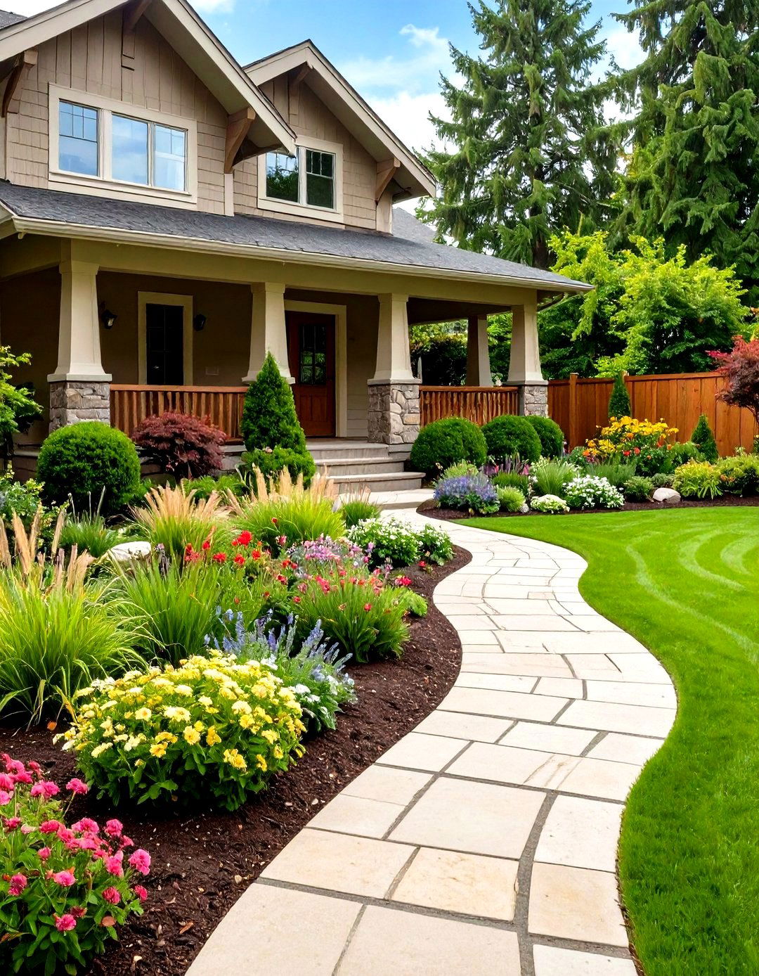 Craftsman Native Landscaping and Stone Pathways - 20 Craftsman Style House Exterior Ideas