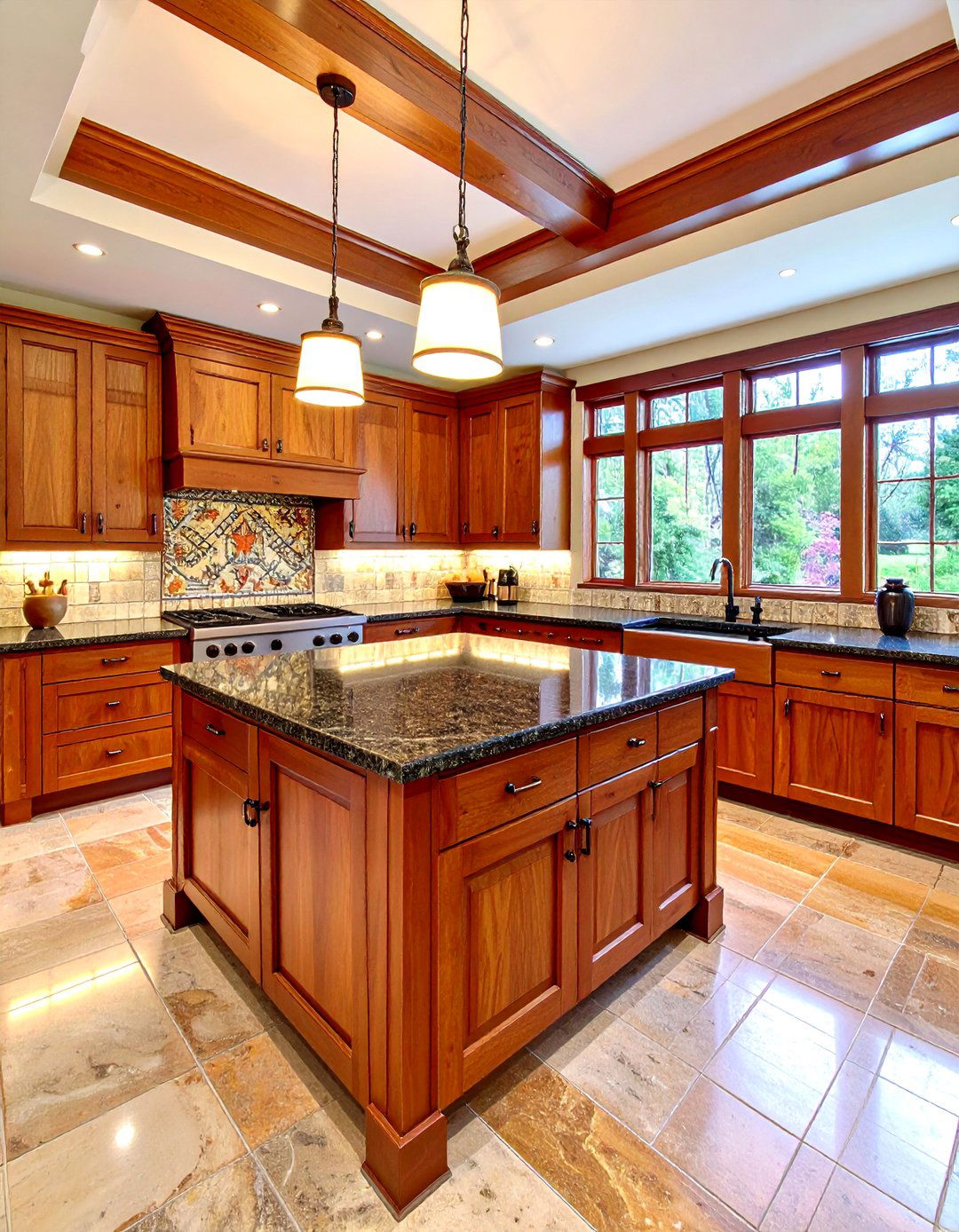 Craftsman Quarter Sawn Brown Kitchen Cabinets With Black Countertops - 20 Brown Kitchen Cabinets With Black Countertops