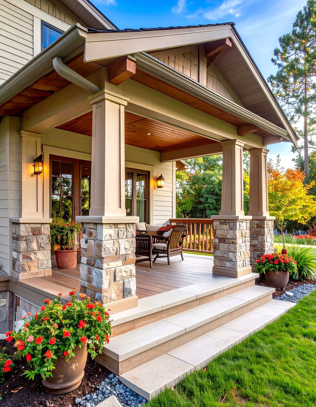 Craftsman Tapered Porch Columns on Stone Piers - 20 Craftsman Style House Exterior Ideas