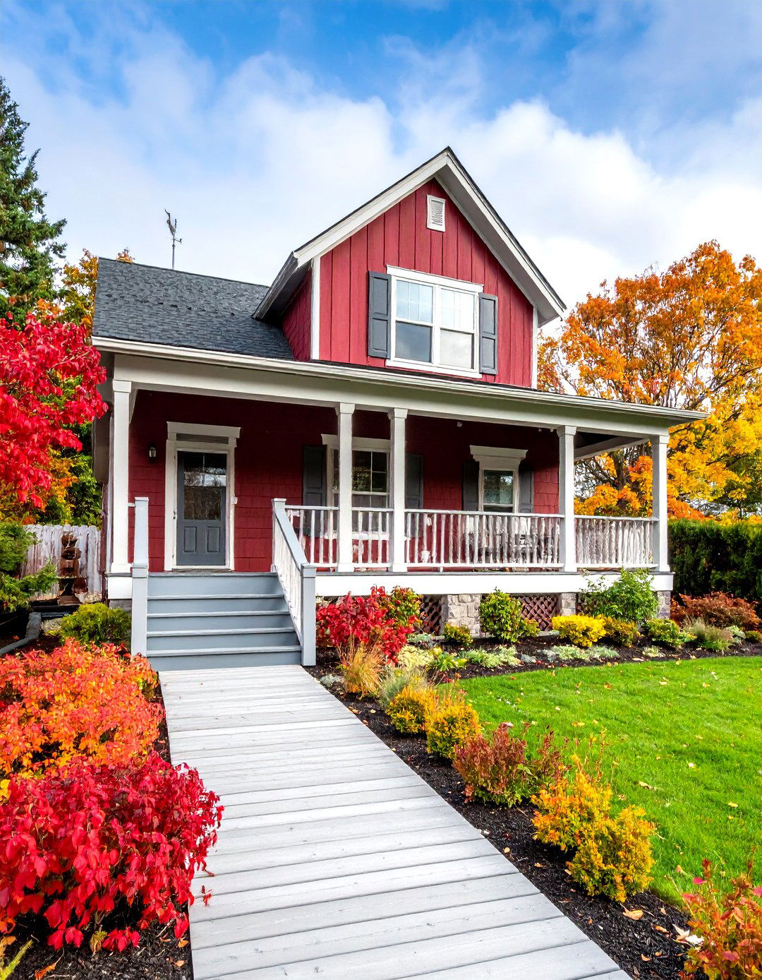 Cranberry Coastal Boardwalk House Exterior - 20 Dark Red House Exterior Ideas