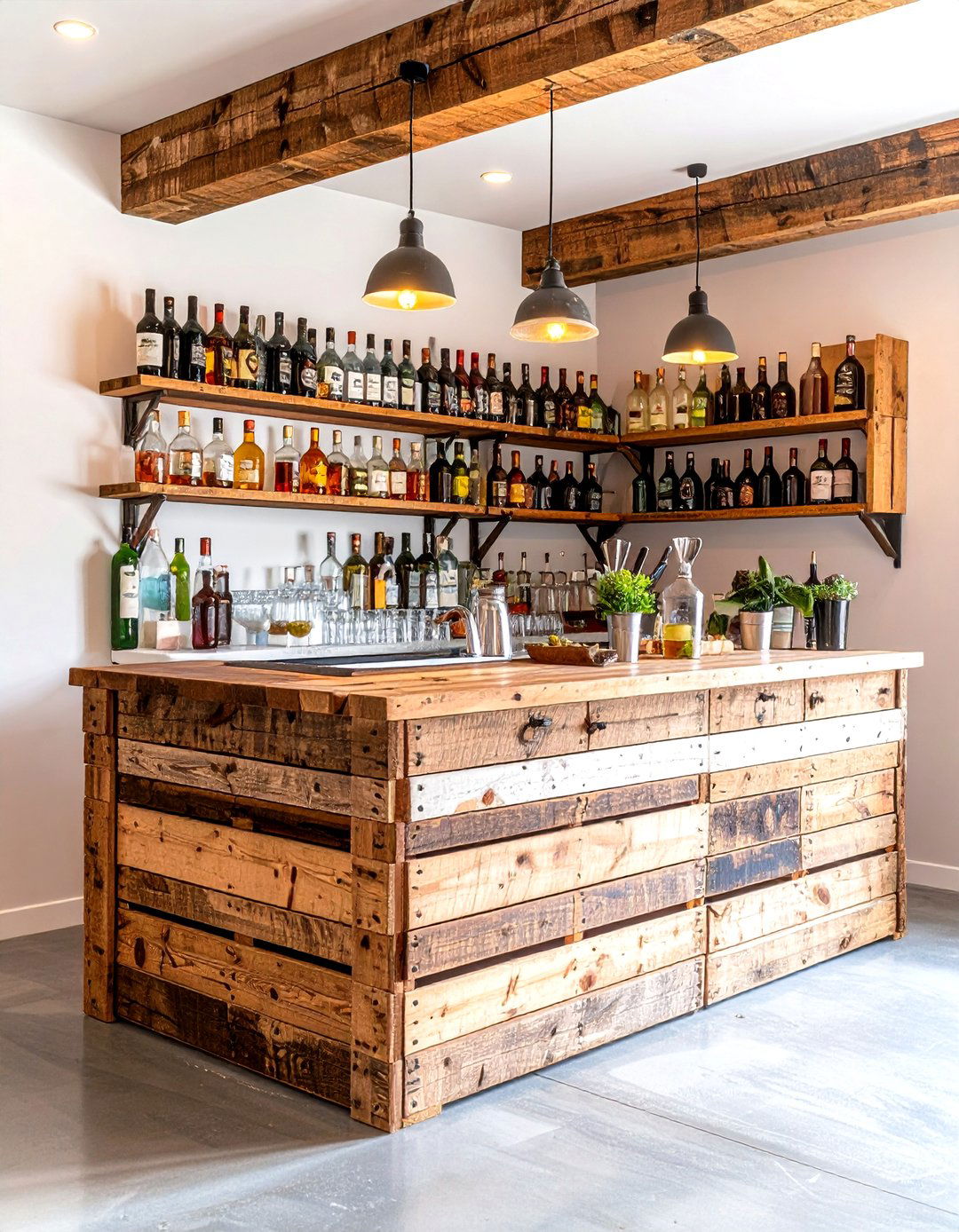 Crate Stack Rustic Home Bar - 20 Home Bar Ideas On A Budget