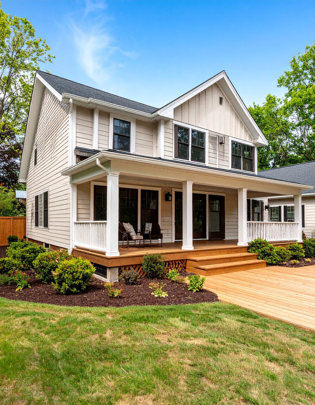 Cream Siding with Brown Window Frames House Exterior - 20 Cream and Brown House Exterior Ideas