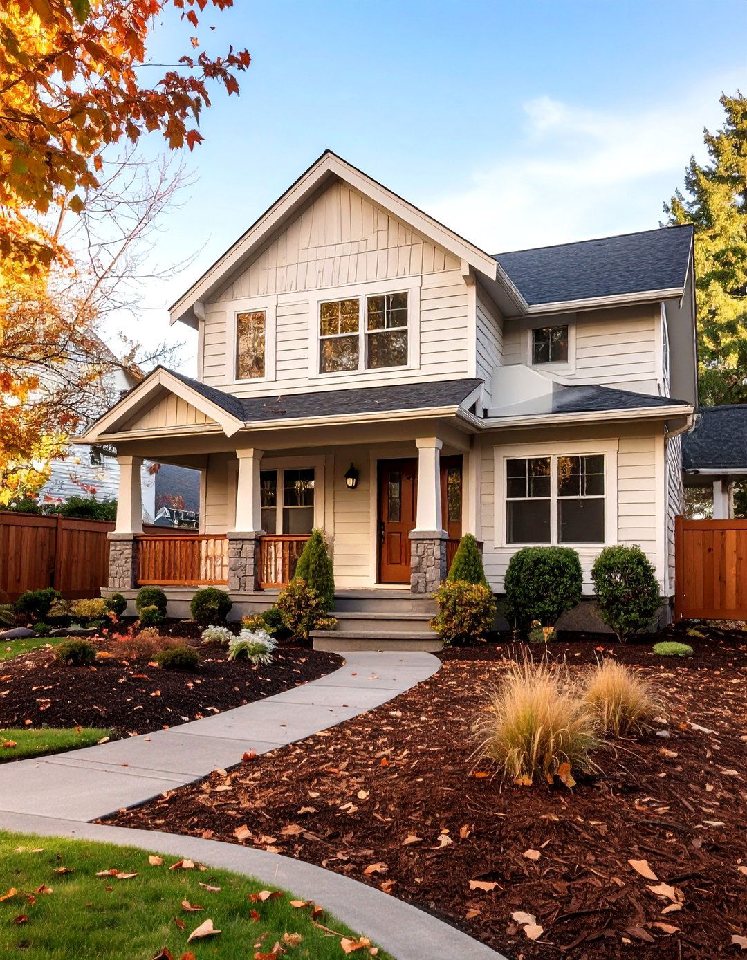 Cream Siding with Cocoa Brown Landscape Echo House Exterior - 20 Cream and Brown House Exterior Ideas