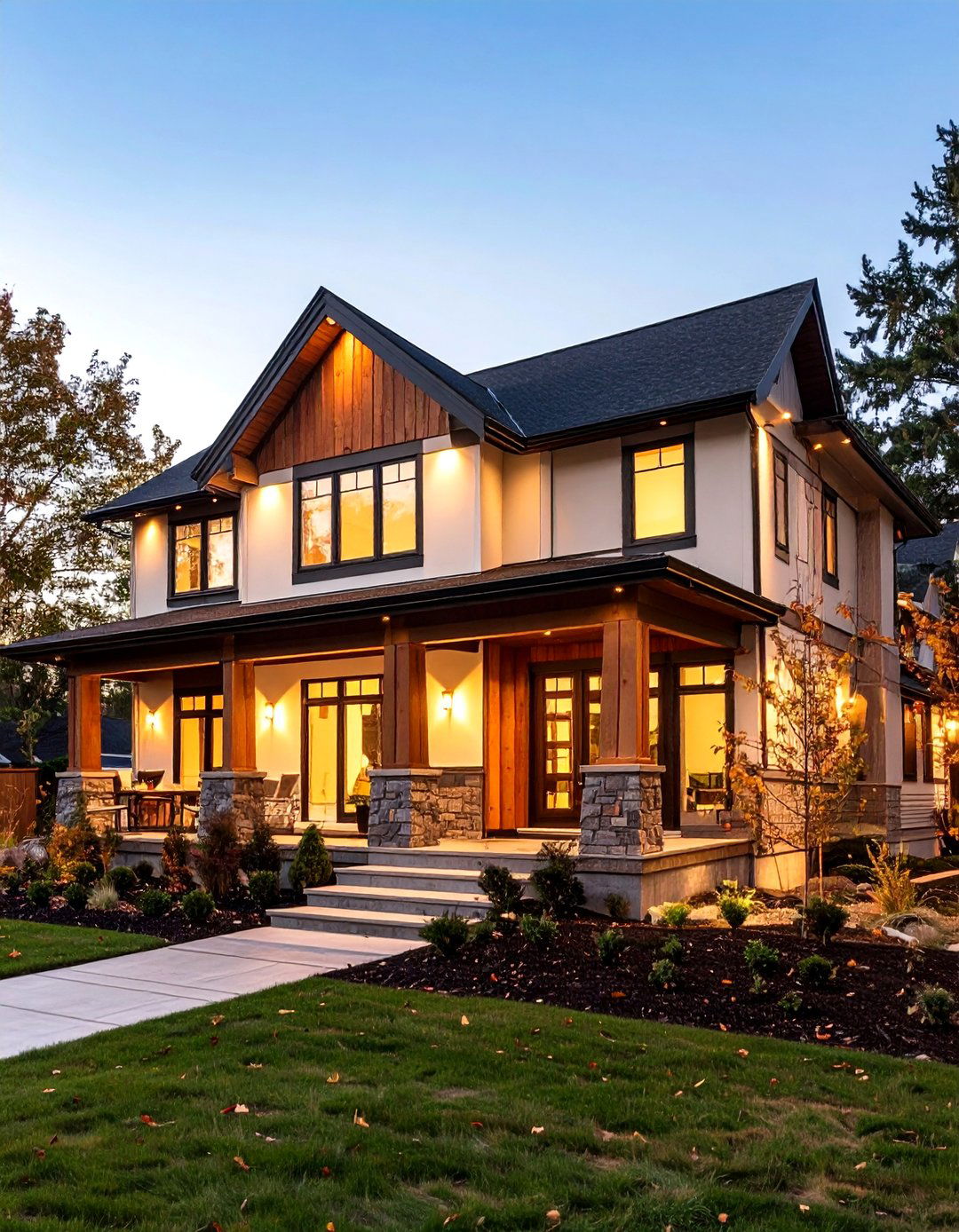 Cream Upper Brown Board and Batten Base House Exterior - 20 Cream and Brown House Exterior Ideas