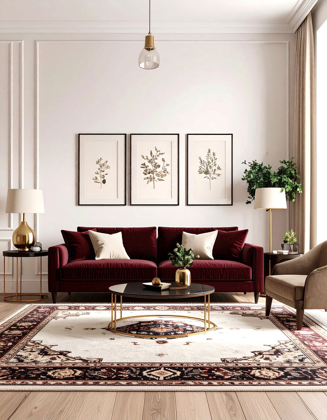Cream and Burgundy Classic Elegance - 20 Burgundy Sofa Living Room Ideas