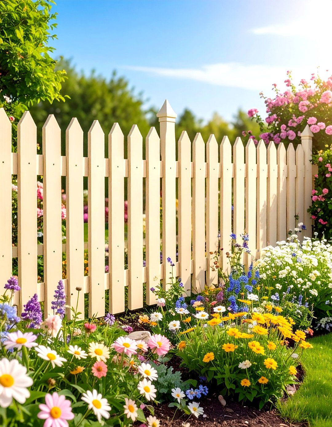 Creamy Ivory Fence to Brighten Shaded Corners - 20 Fence Paint Colours
