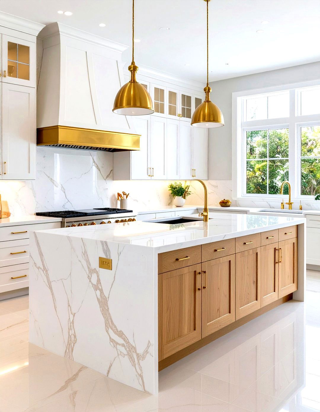 Creamy Off White Quartzite Countertops Enhancing Oak Cabinets - 20 what color countertops go with oak cabinets