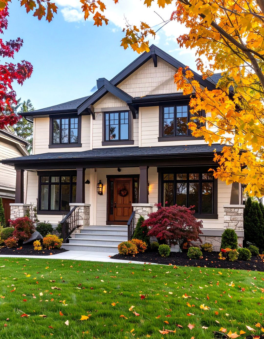 Creamy Whites and Charcoal Trim Refresh Curb Appeal - 20 Curb Appeal Ideas