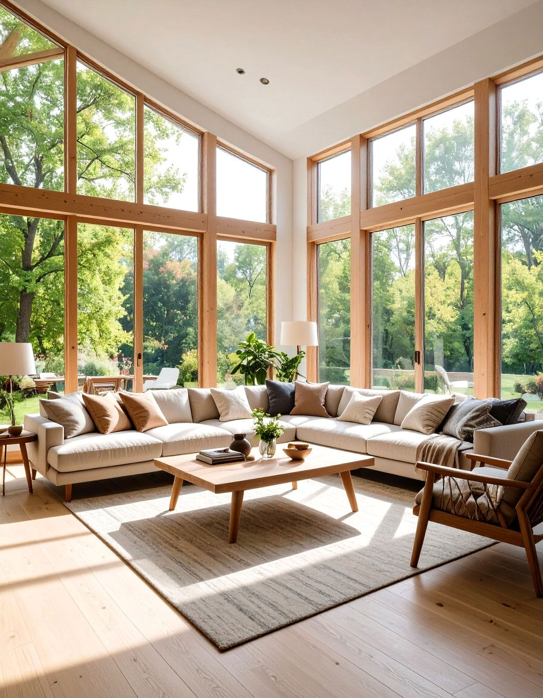 Create Outdoor Connections in Your Country Living Room Through Large Windows - 20 Country Living Room Ideas