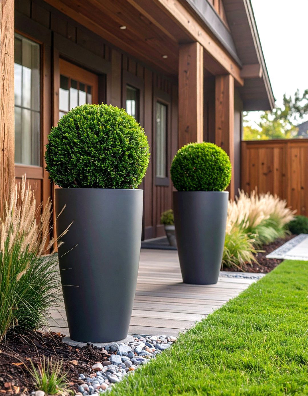 Create Symmetry With Twin Planters - 20 Curb Appeal Inspiration for Ranch Homes