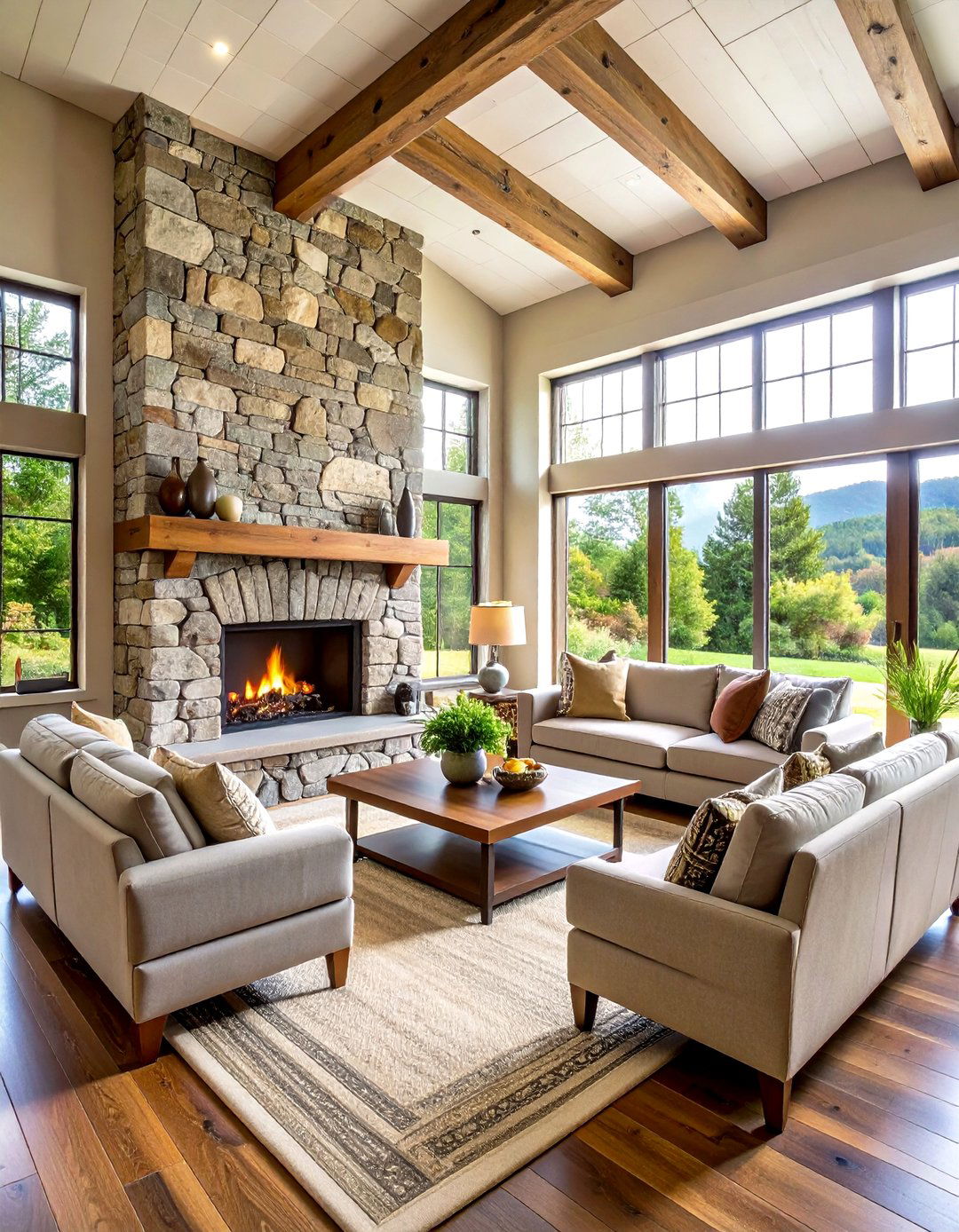 Create a Stone Fireplace Focal Point in Your Country Living Room - 20 Country Living Room Ideas