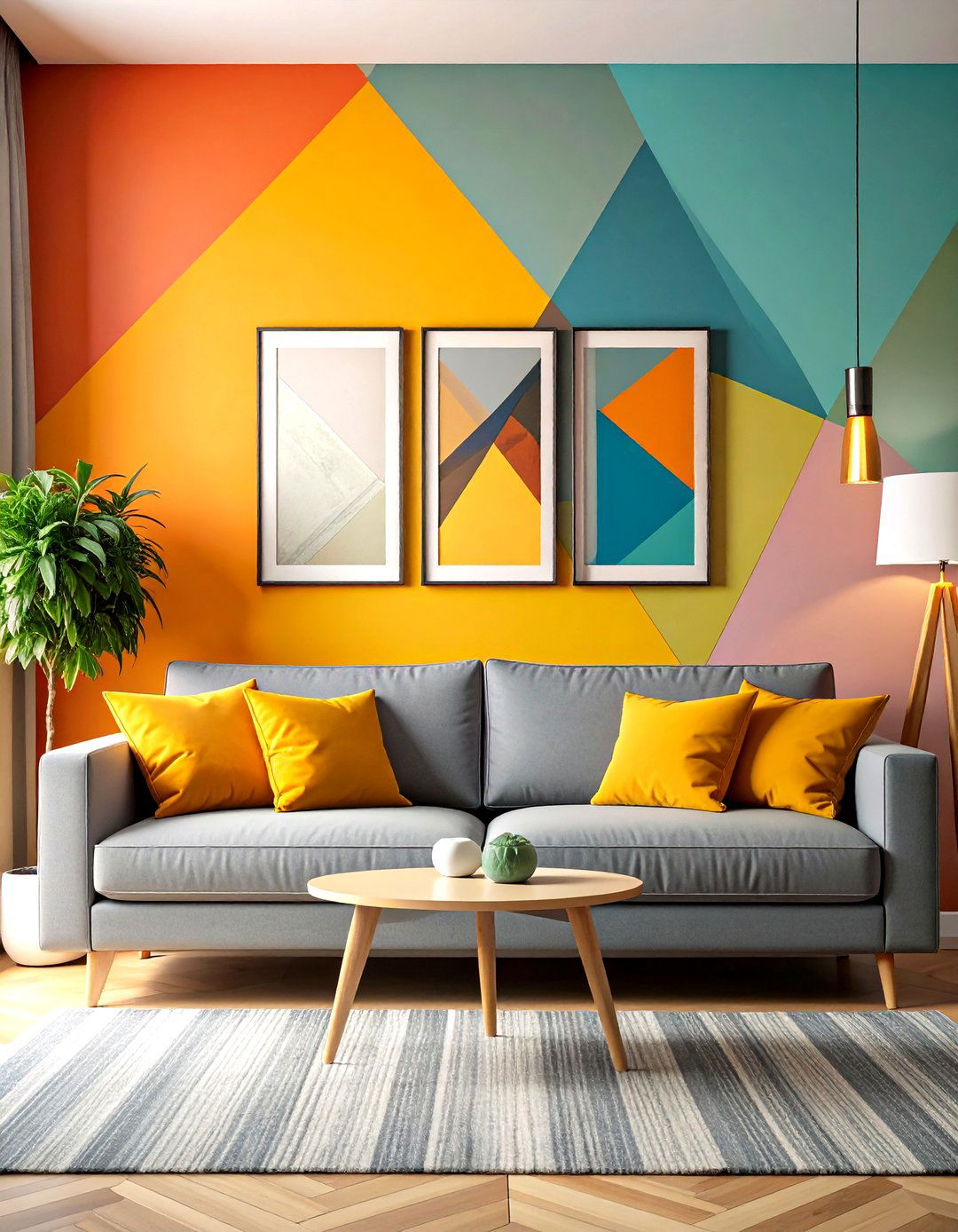 Create a Striking Focal Point with an Accent Wall Behind Your Grey Couch - 20 Grey Couch Living Room Ideas