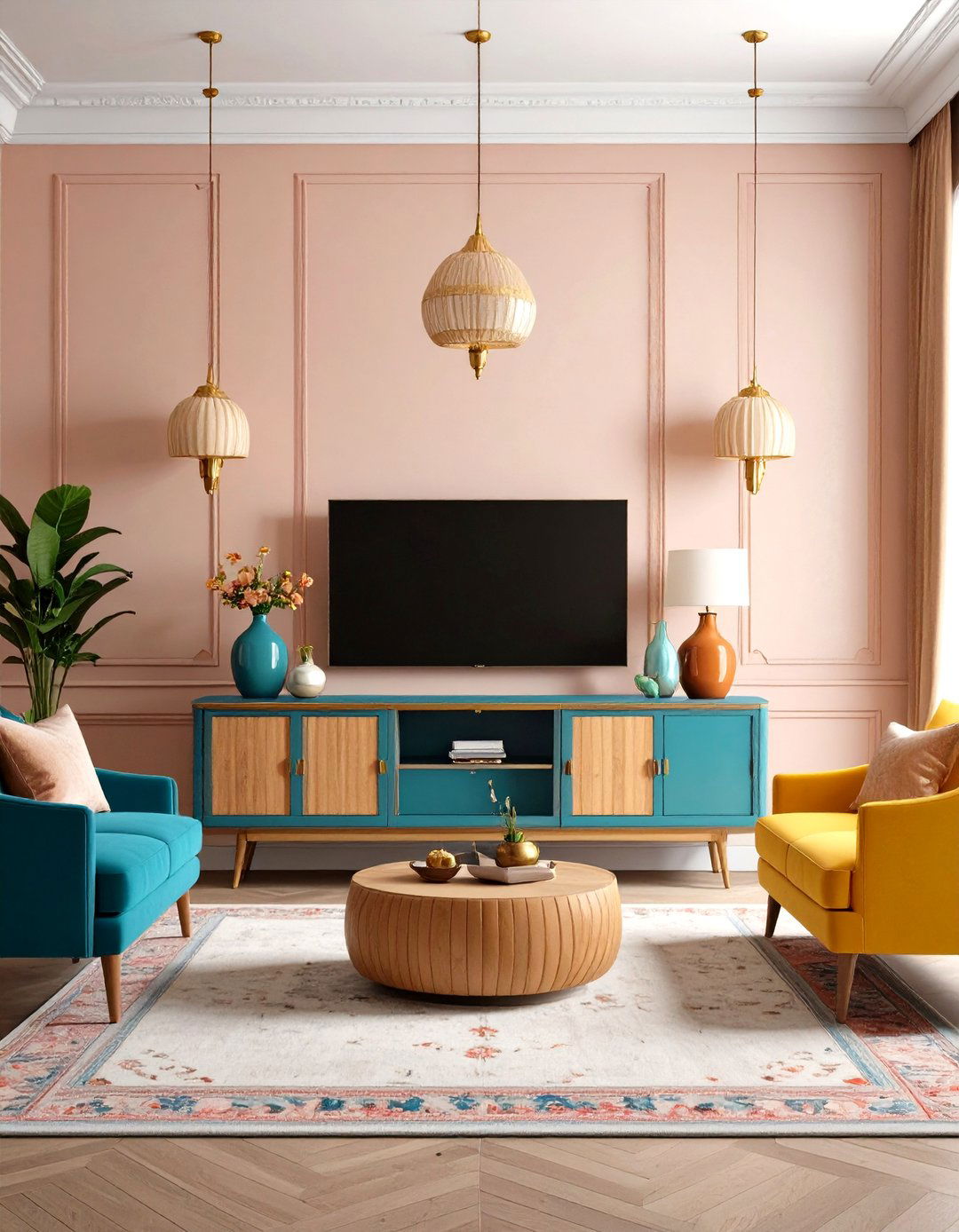 Create a Symmetrical Arrangement - 20 Tv Console Decor Ideas
