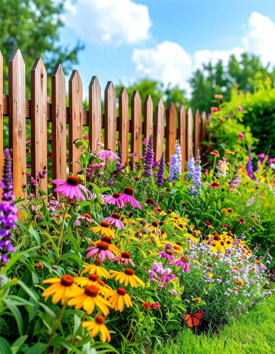 Create an Airy Pollinator Border - 20 Simple Fence Line Landscaping Ideas