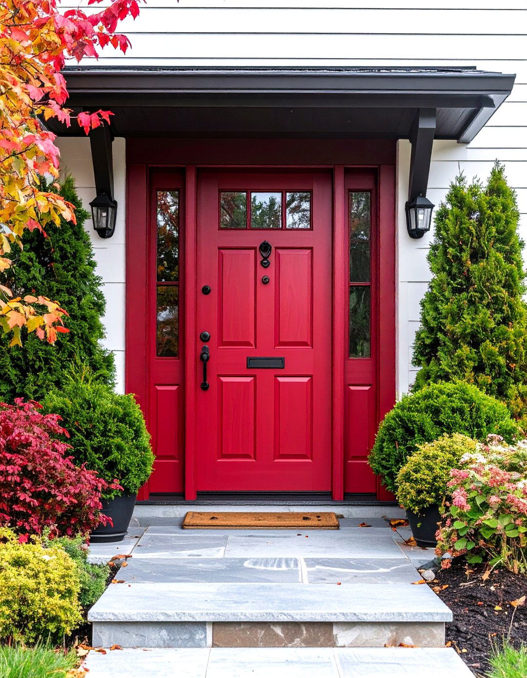 Crimson Red Cedar Front Door - 20 Cedar Front Door Colors Ideas