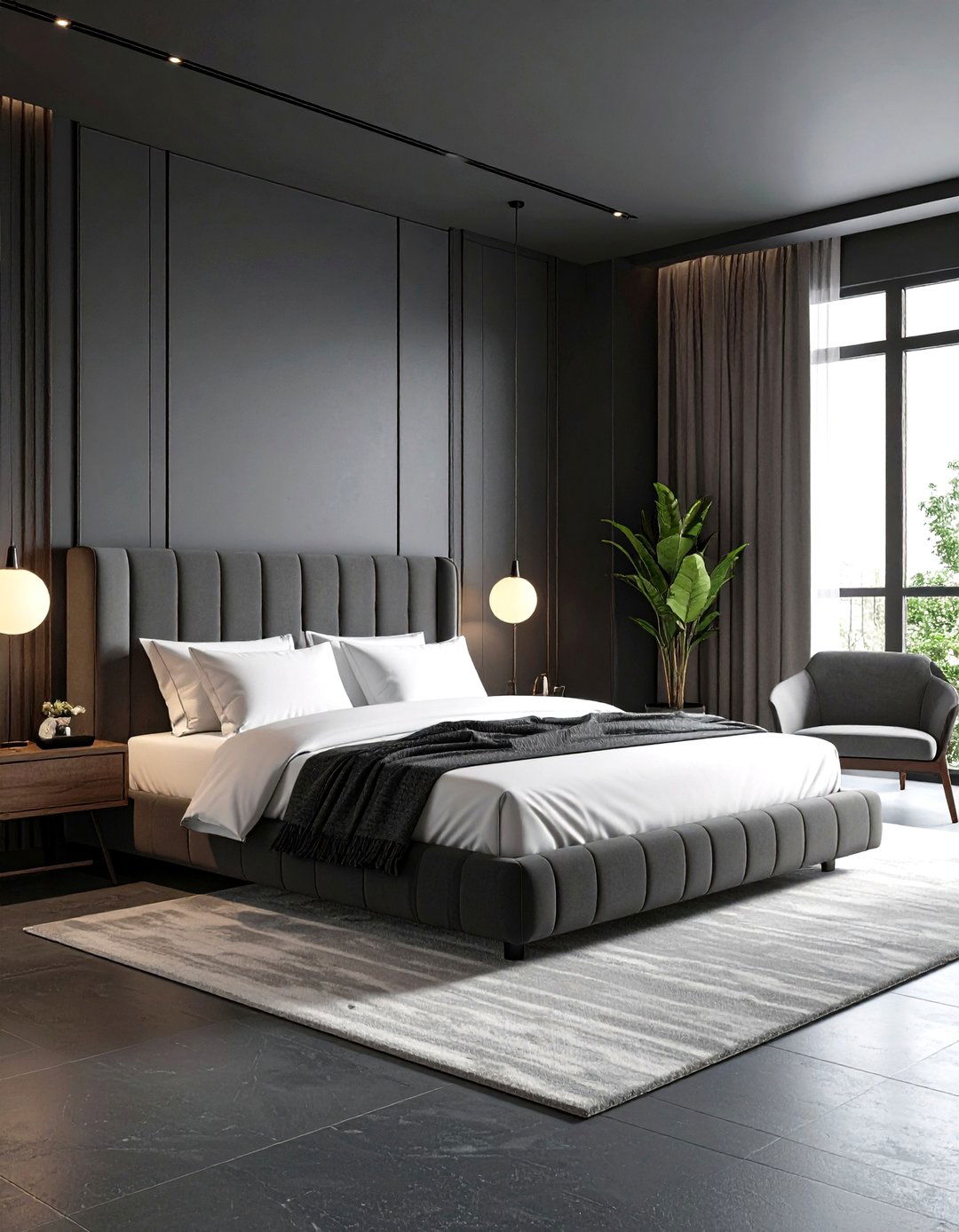 Crisp White Bedding to Balance Darkness - 20 Dark Bedroom Ideas