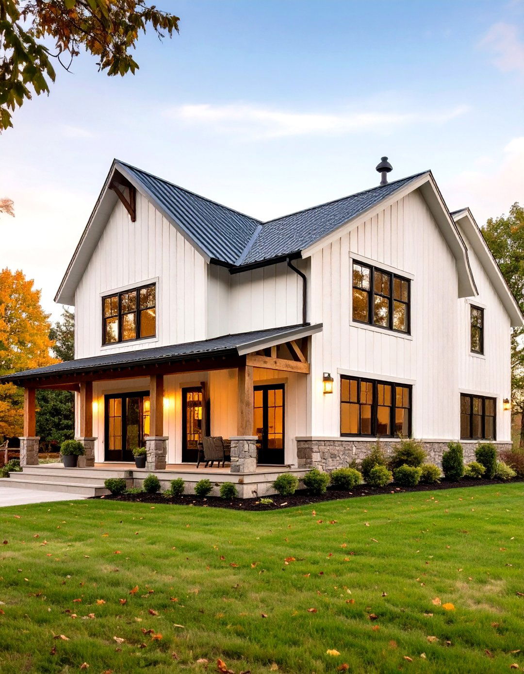 Crisp White Board and Batten Barndominium - 20 Barndominium Exterior Ideas