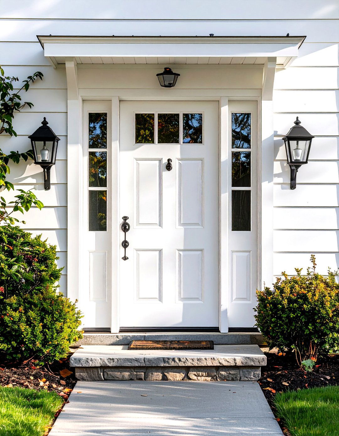 Crisp White Front Door that Amplifies Light - 20 Front Door Color Ideas