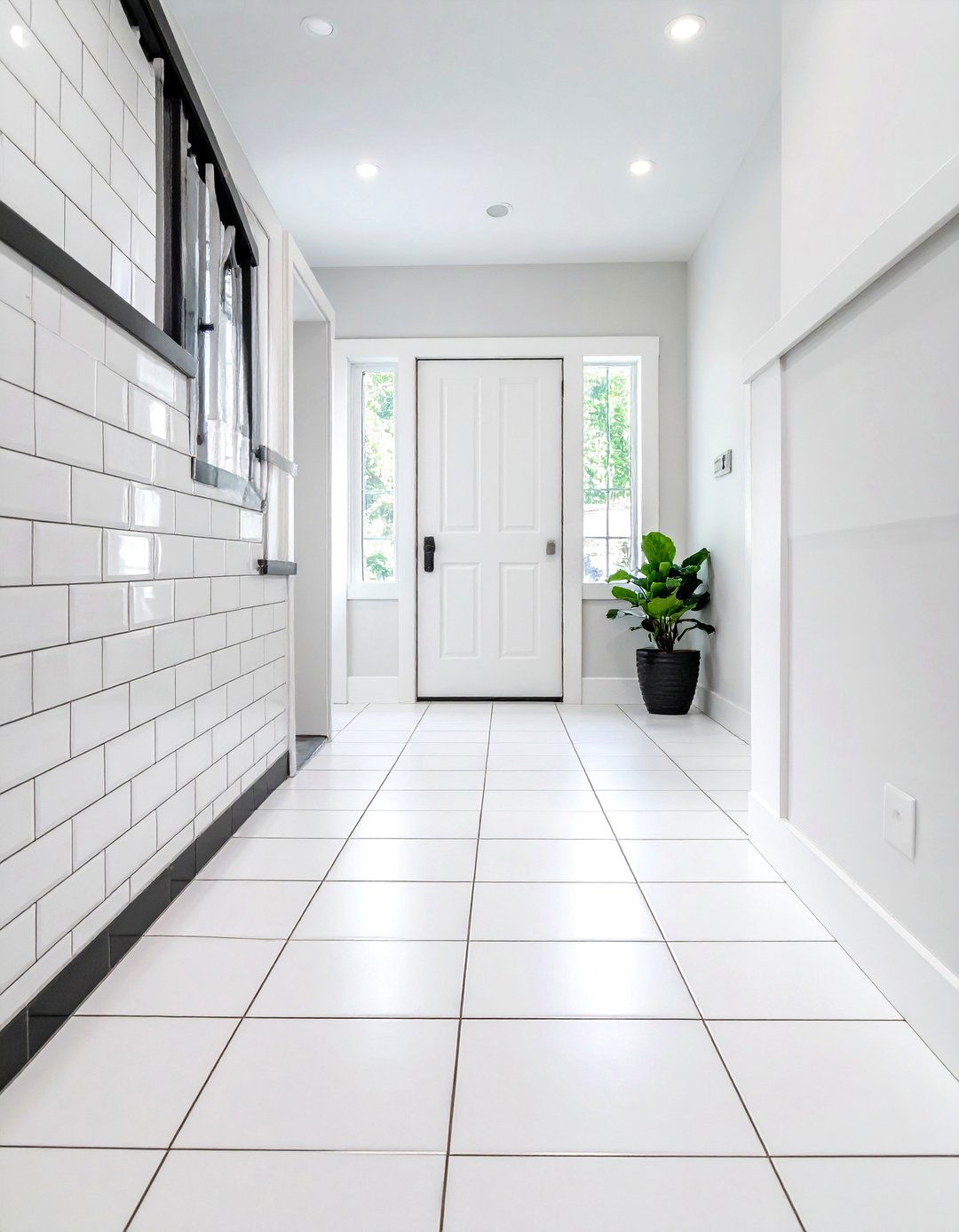 Crisp White Subway Tiles - 20 Small Entryway Tile Floor Ideas