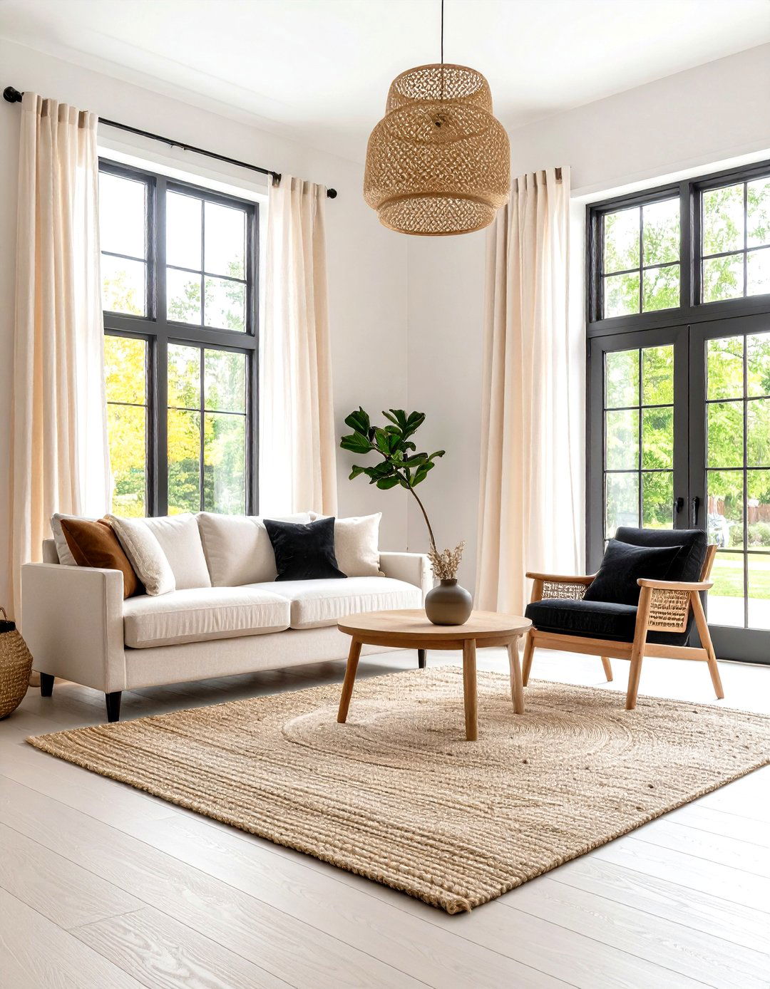 Crisp White Walls Bold Black Trim - 20 Black Trim Interiors