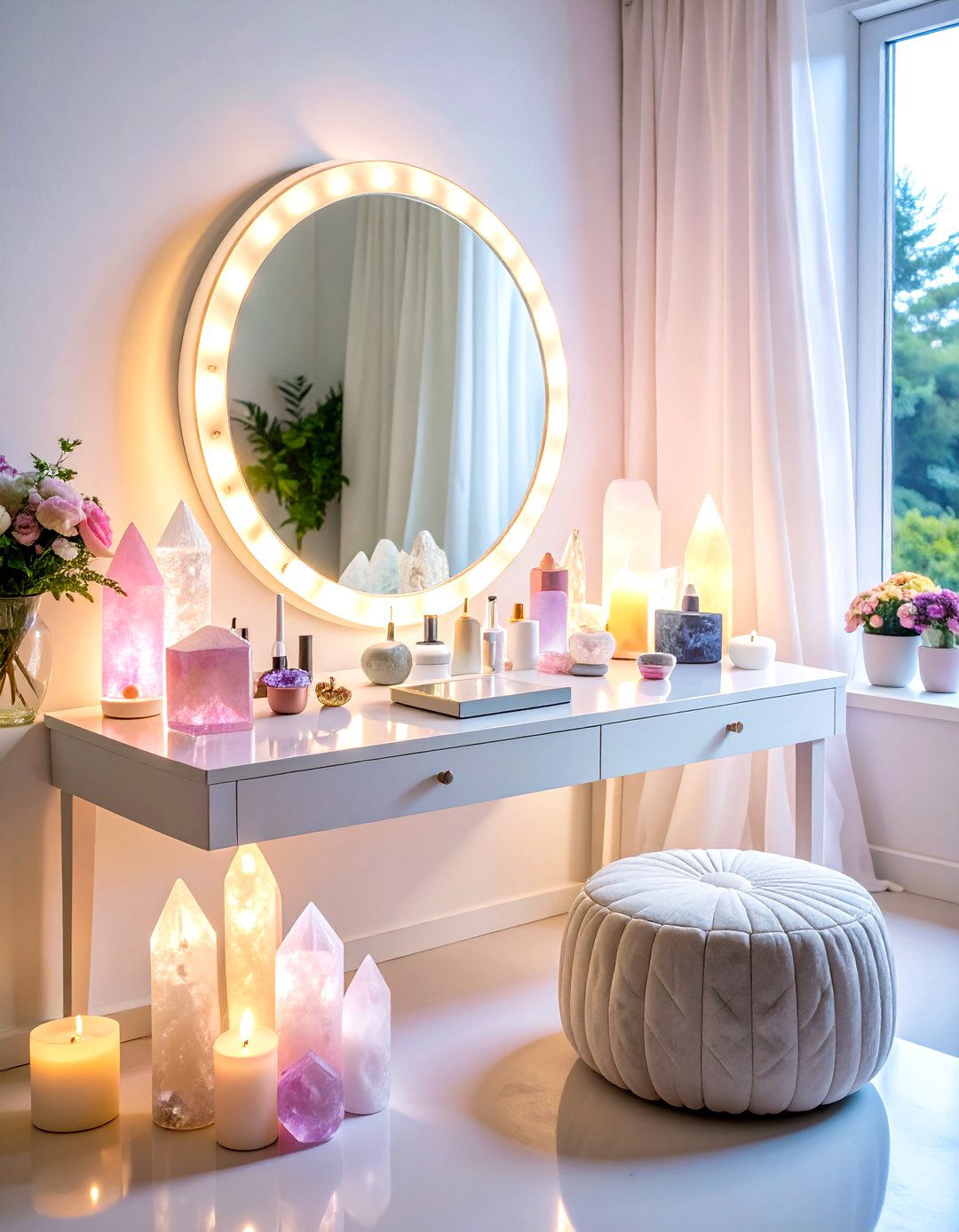 Crystal Healing Sanctuary Makeup Room with Spiritual Elements - 20 Makeup Room Ideas