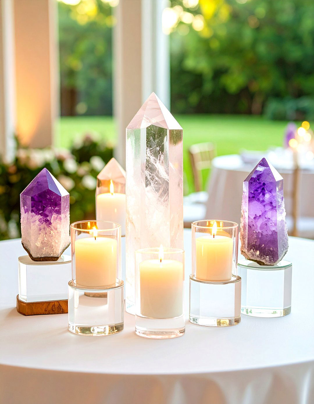 Crystal and Geode Slice Non Floral Wedding Centerpiece - 20 non-floral wedding centerpiece ideas