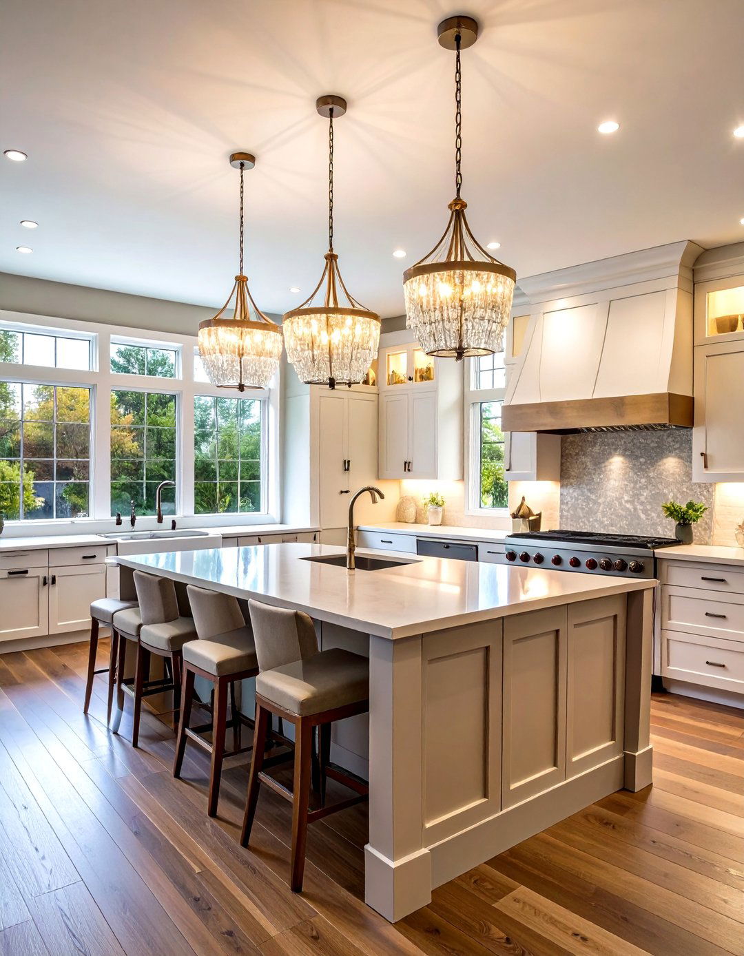 Crystal and Glass Kitchen Island Lighting for Glamorous Appeal - 20 Kitchen Island Lighting Ideas
