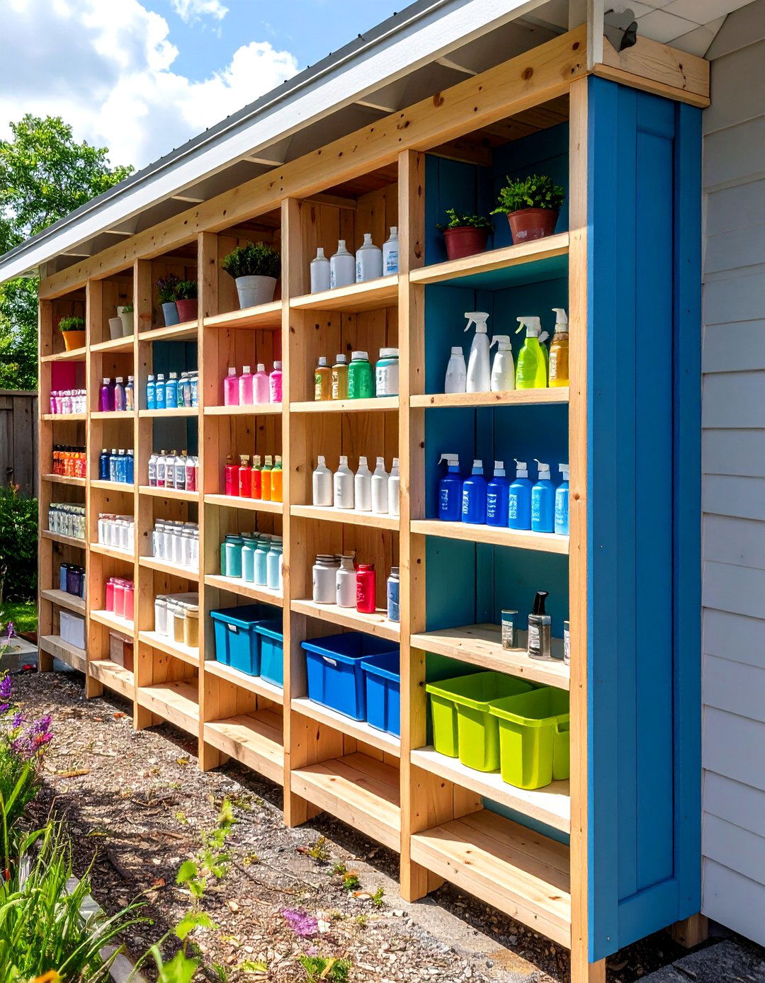 Cubby Shelves for Paint Supplies - 20 Shed Shelving Ideas