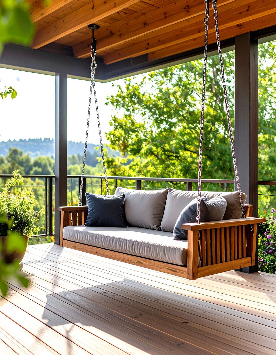 Cup Holder Armrest Front Porch Swing - 20 Front Porch Swing Ideas