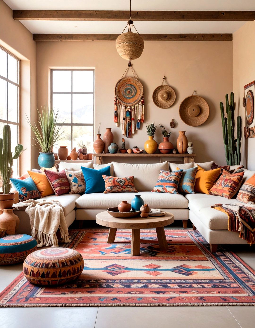 Curate Ceramics and Painted Kachina Dolls - 20 Southwestern Living Room Ideas