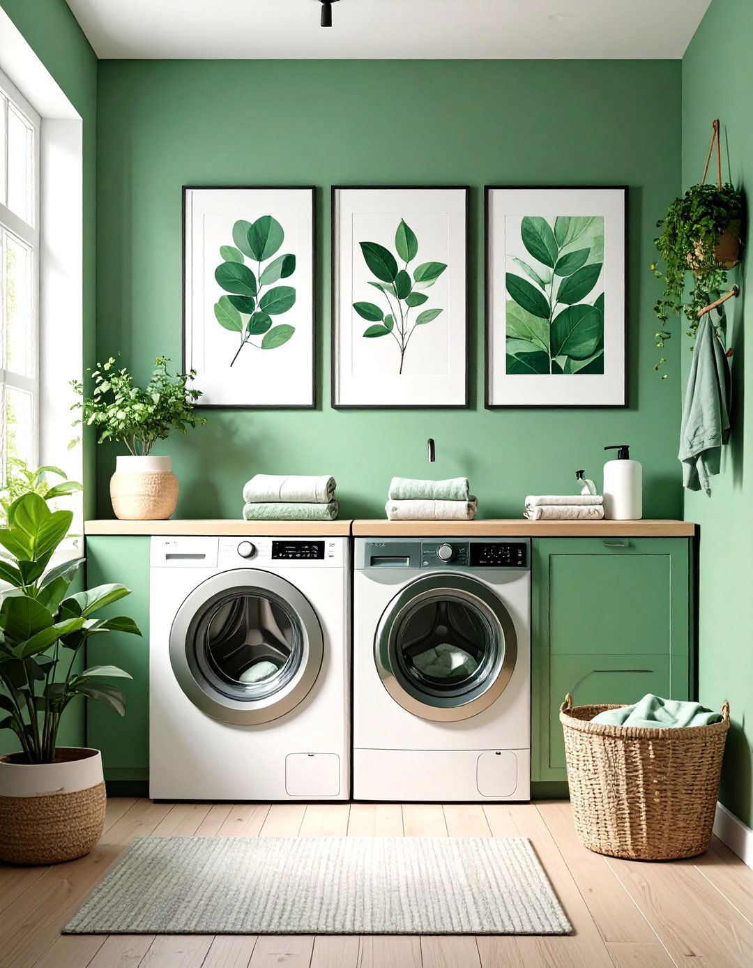 Curated Wall Art - 20 Sage Green Laundry Room Ideas