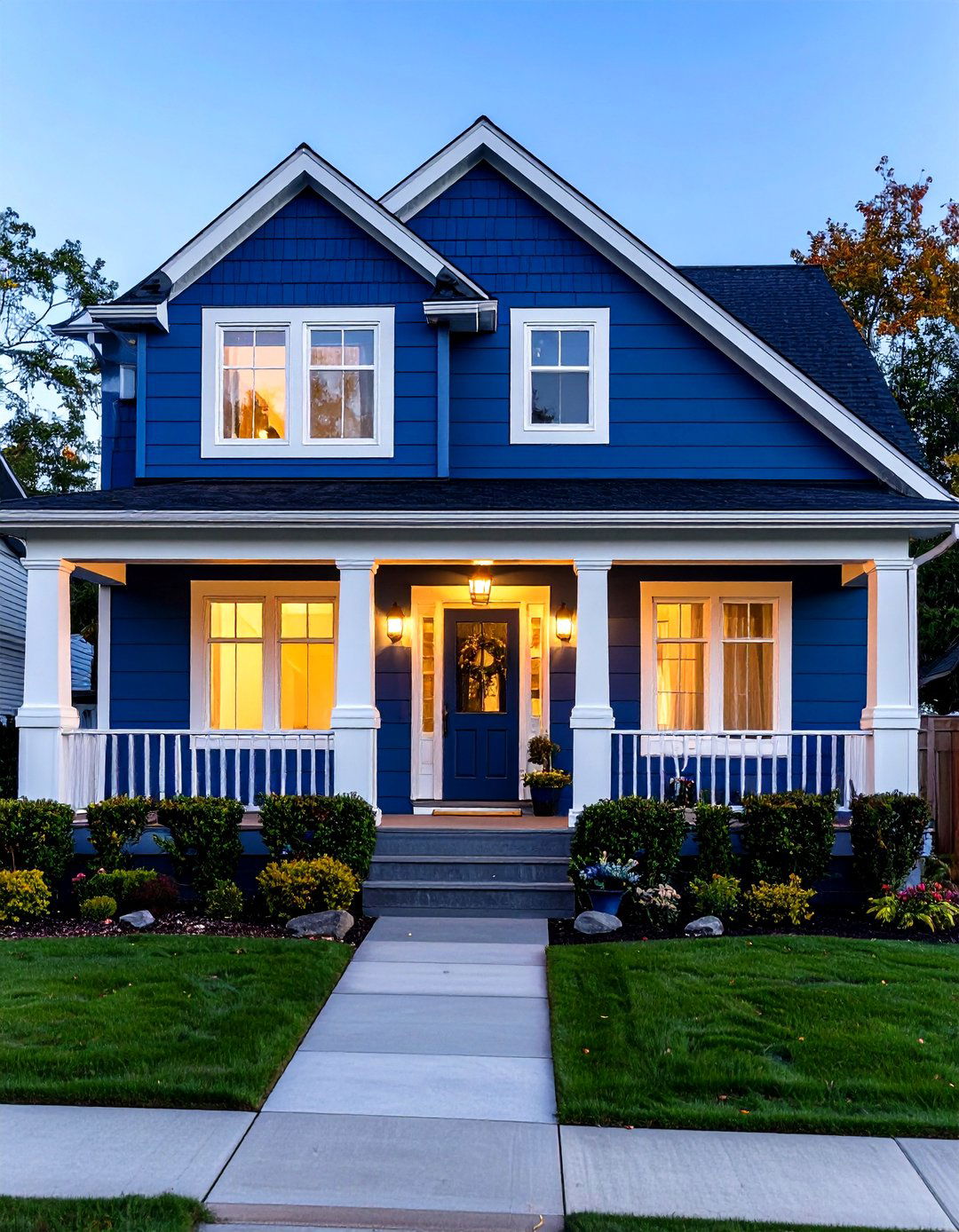 Curb Appeal Enhancement - 20 Blue House Siding With White Trim