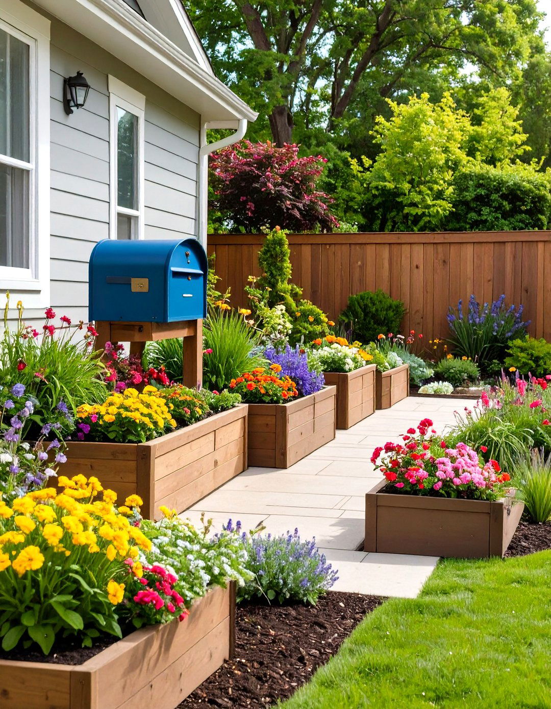 Curb Boosting Mailbox and Planter Front Yard Patio - 20 Front Yard Patio Ideas