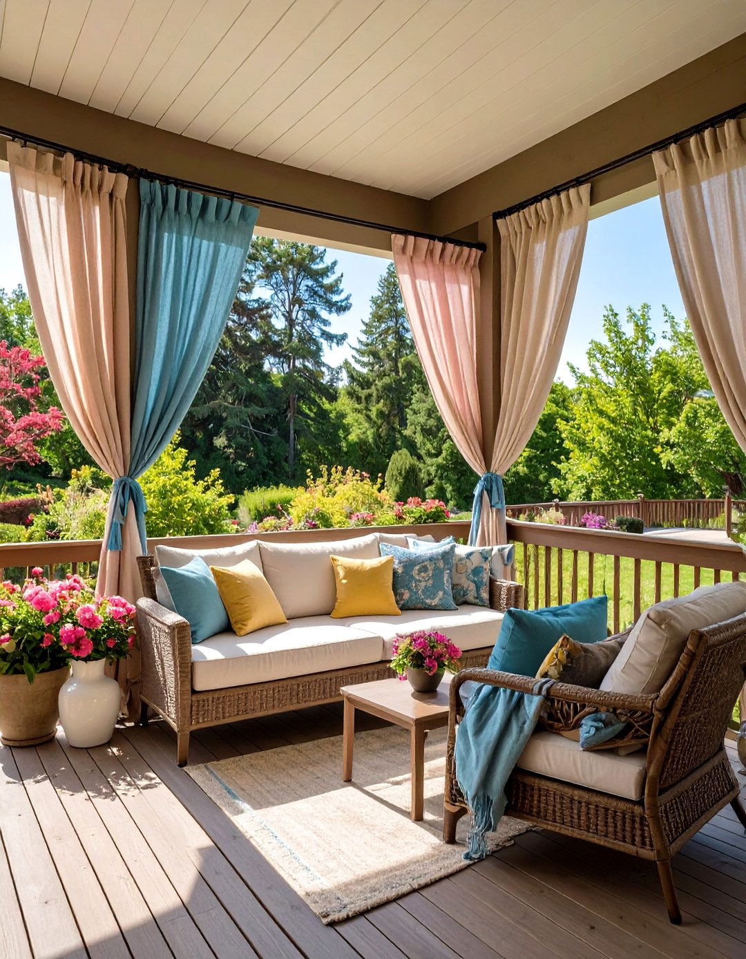 Curtains in Place of Screens - 20 Screened-in Deck Ideas