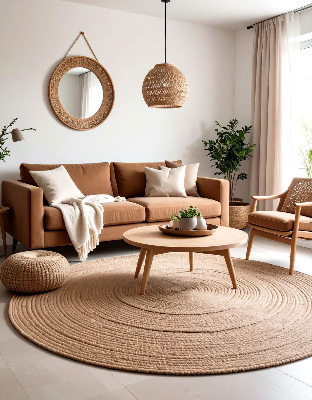 Curved Accents to Soften Lines - 20 Dark Brown Couch Living Room Ideas