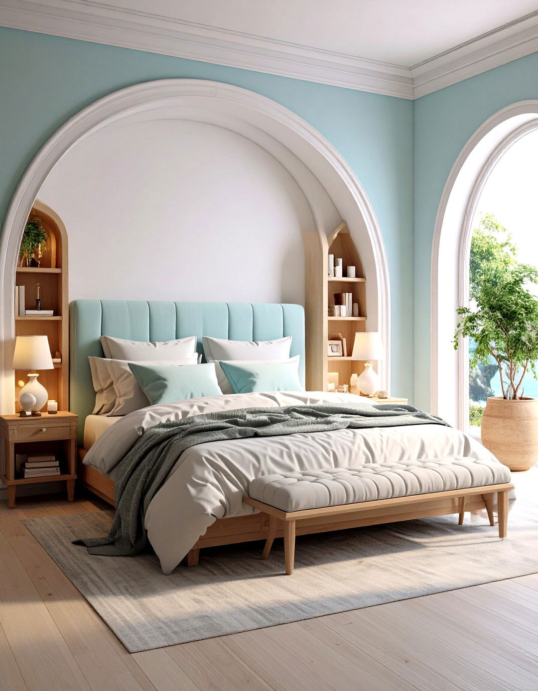 Curved Archway Niche as a Greek Bedroom Statement - 20 Greek Bedroom Design Ideas