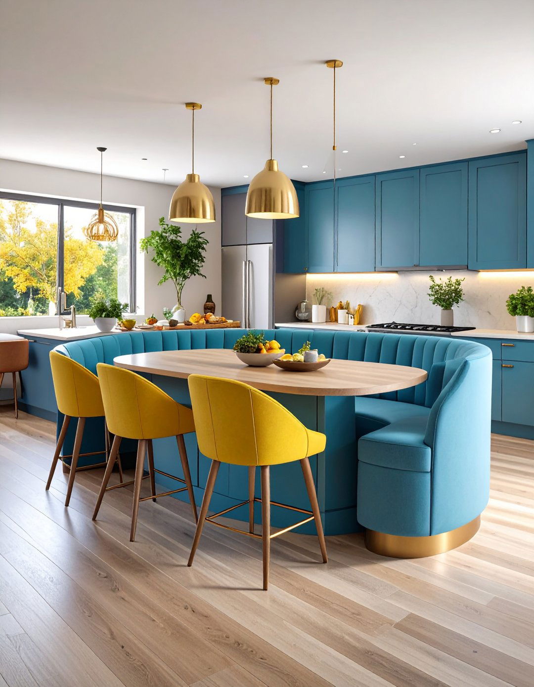 Curved Banquette Kitchen Island with Booth Style Seating - 20 Kitchen Island Ideas With Seating