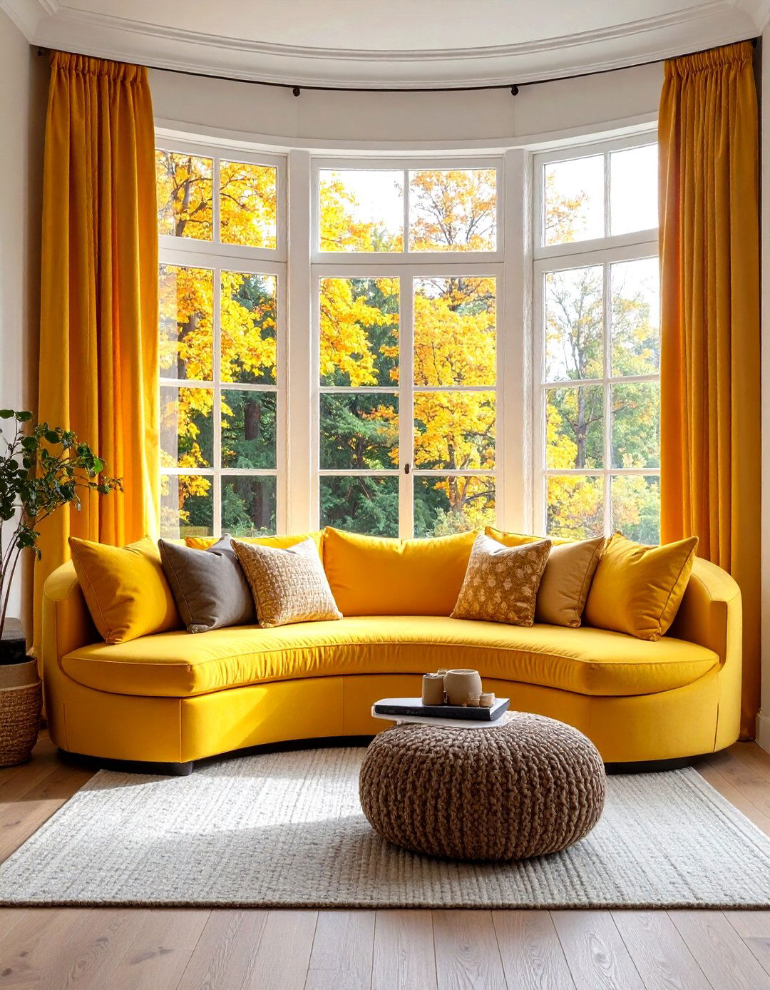 Curved Bay Window Seat Following Window Shape - 20 Window Seat Ideas