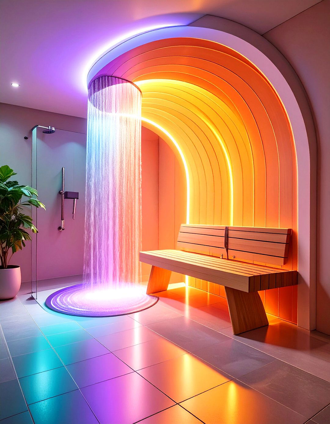Curved Bench - 20 Walk in Shower Ideas With Bench