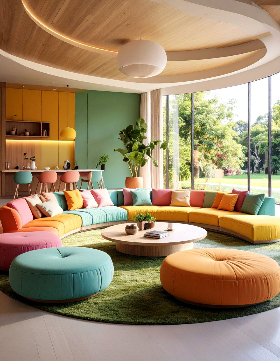Curved Benches and Seating - 20 Sunken Living Room Ideas