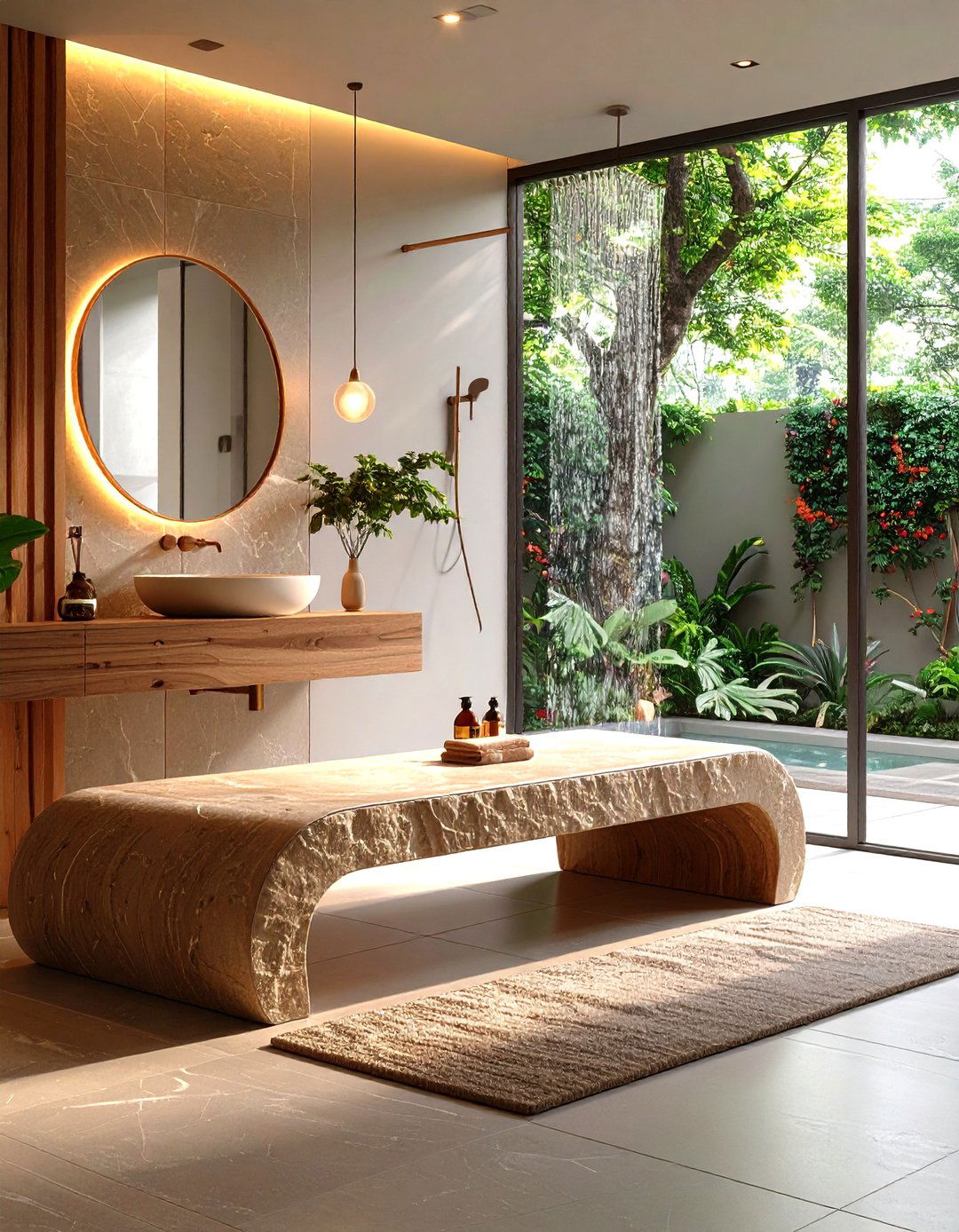 Curved Cantilever Bench - 20 Shower Bench Ideas