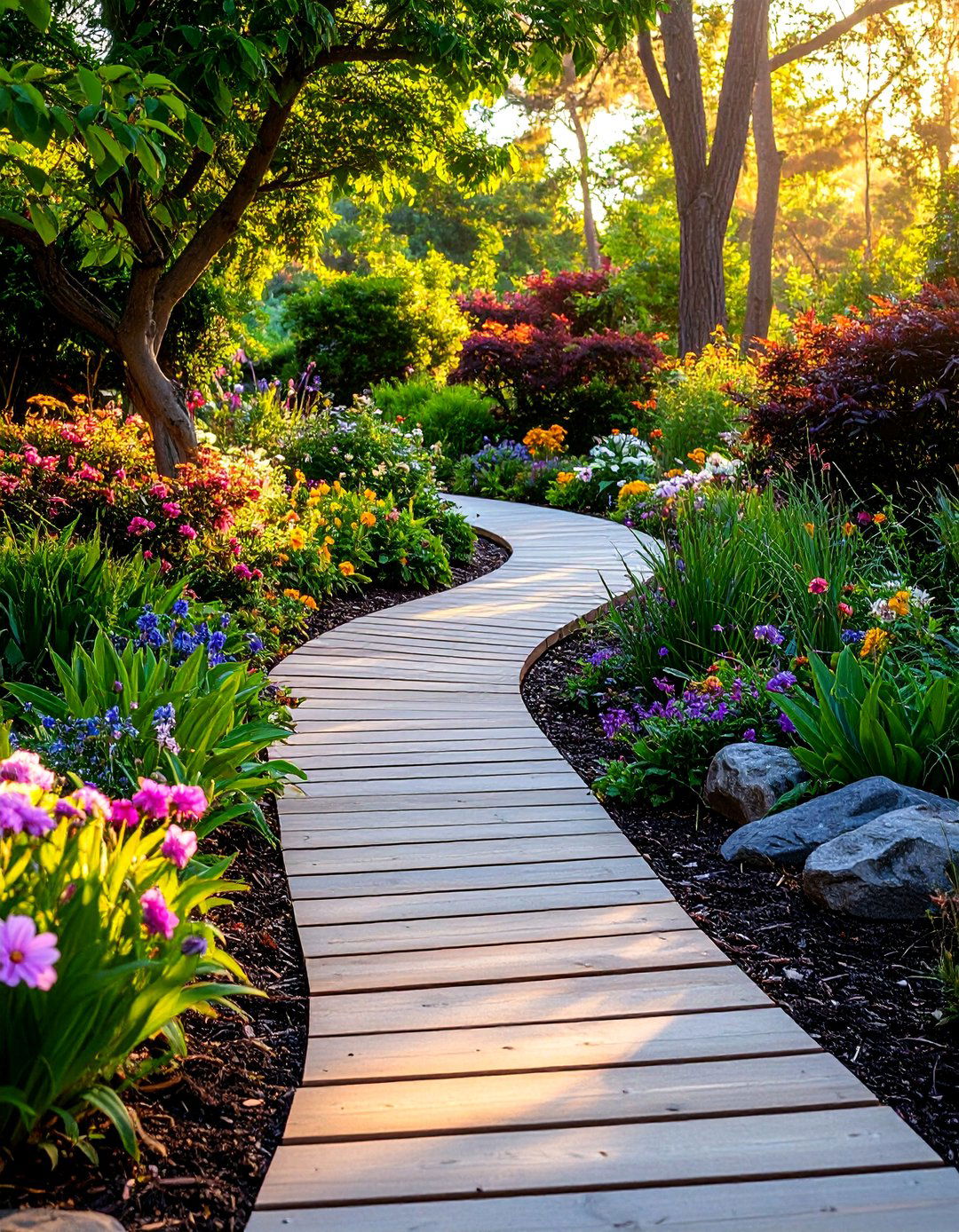 Curved Composite Walkway Following Natural Contours - 20 Composite Walkway Ideas