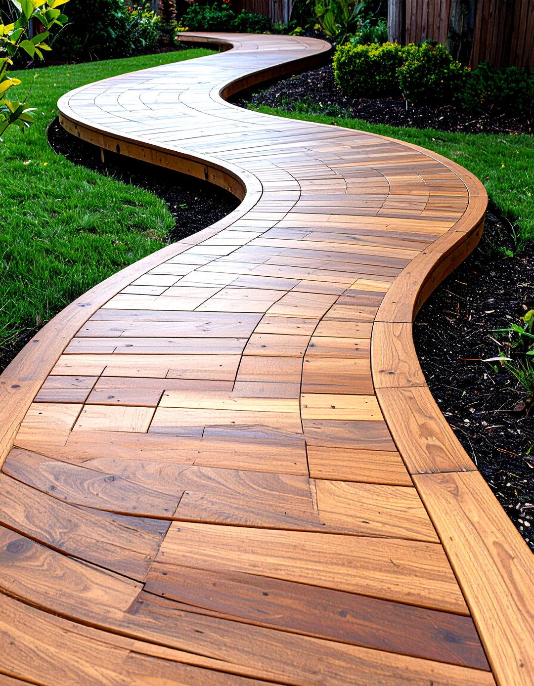 Curved Composite Wooden Walkway - 20 Wooden Walkway Ideas