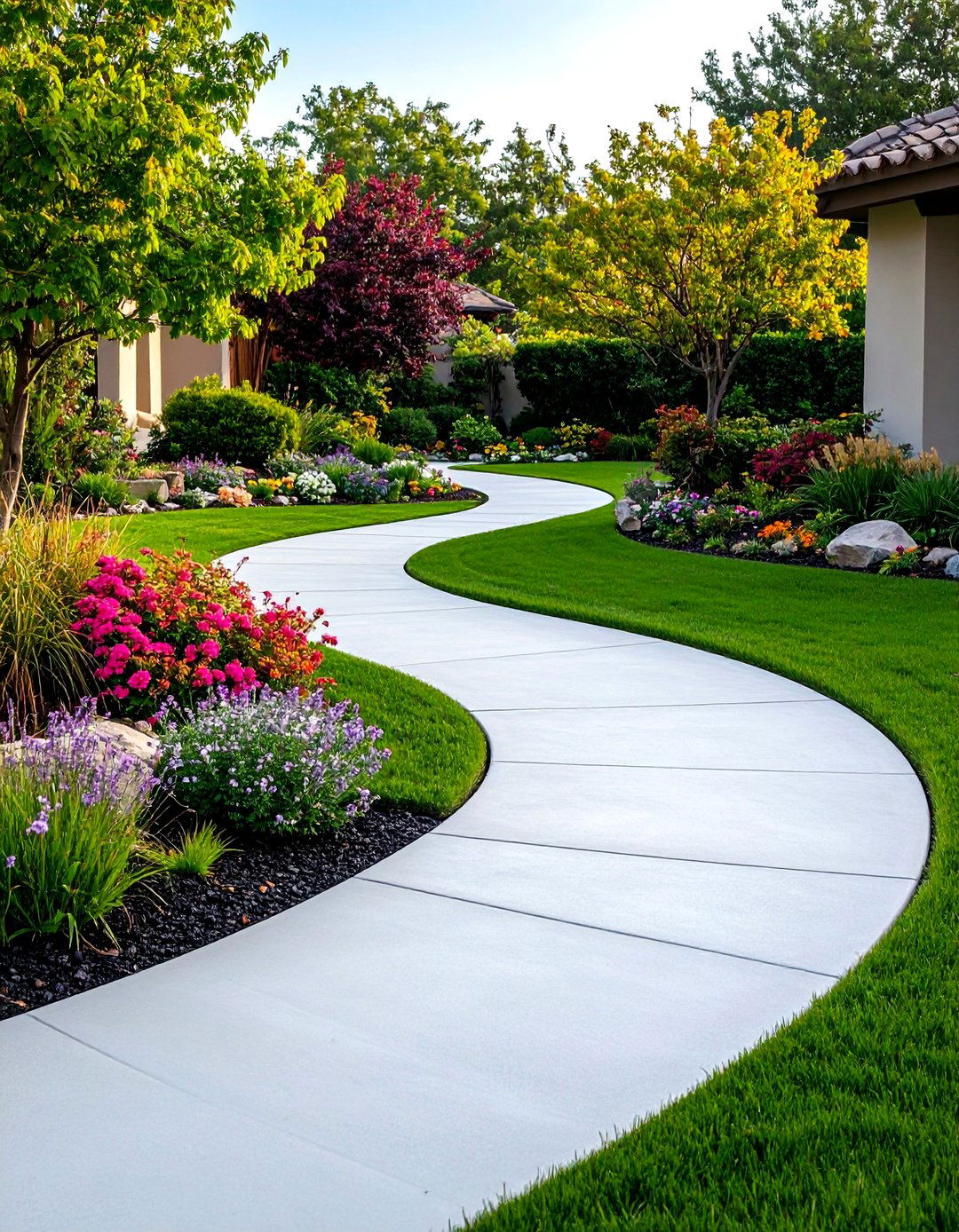 Curved Concrete Walkway Design - 20 Concrete Walkway Ideas