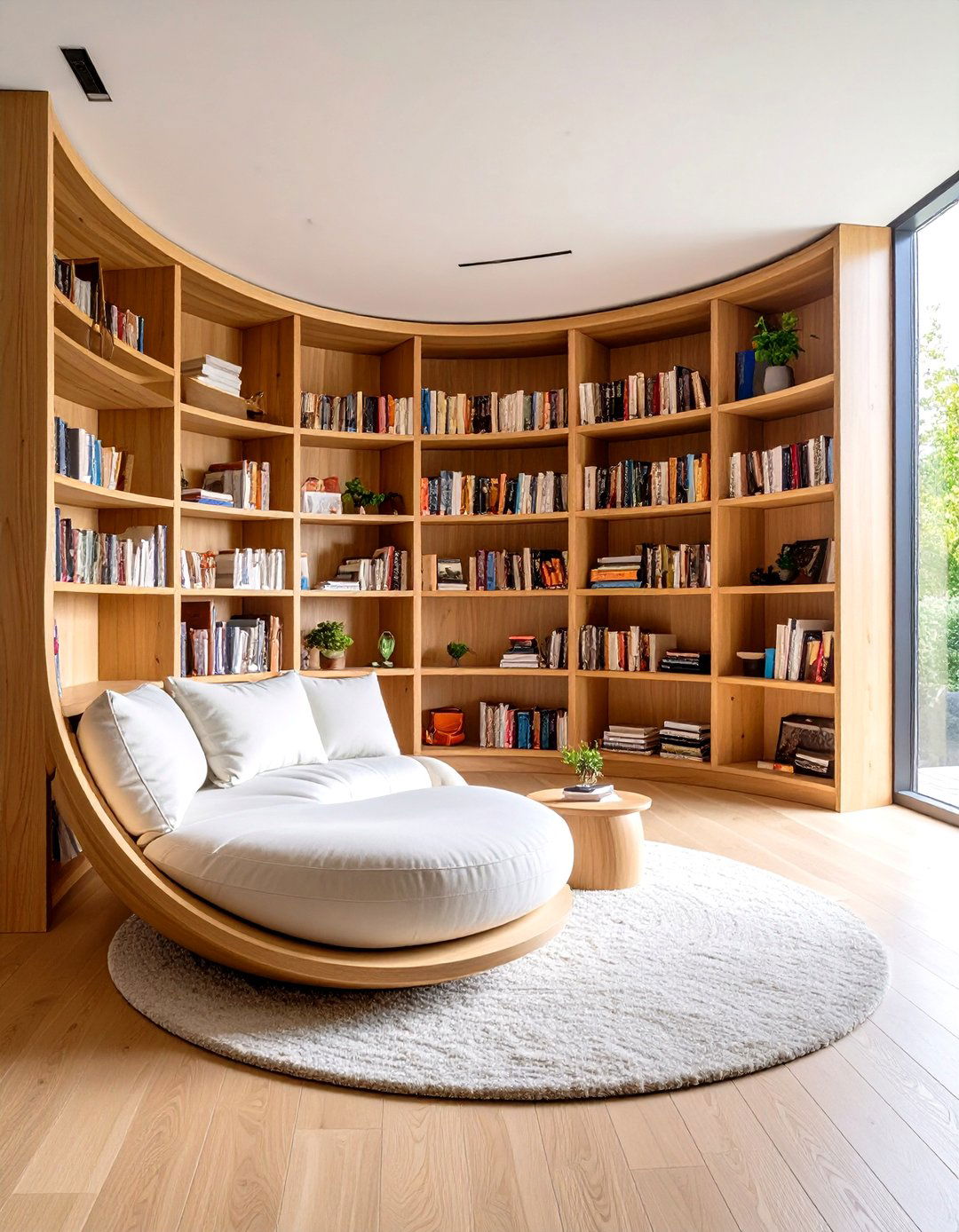 Curved Corner Bookcase Library - 20 Home Library Ideas