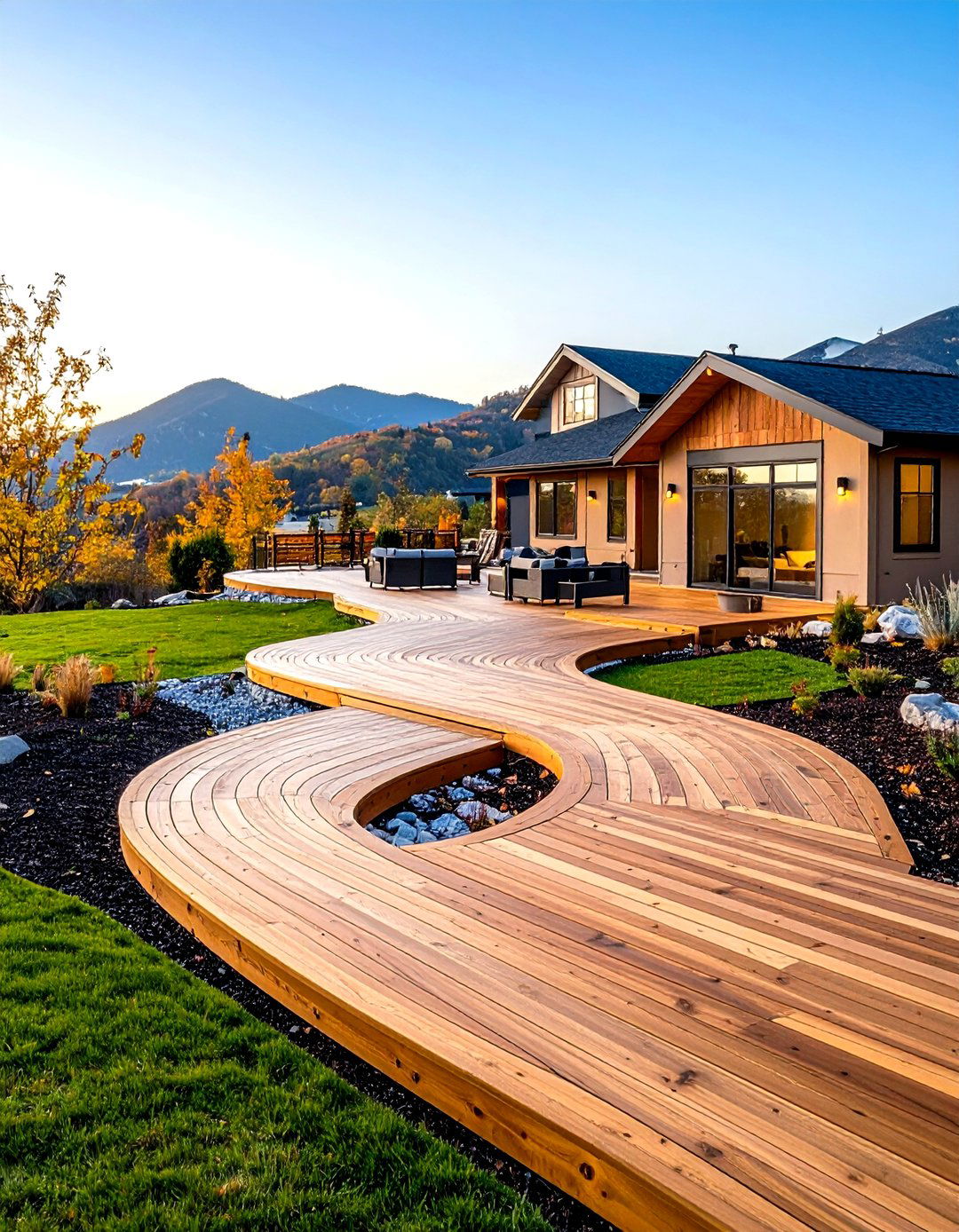 Curved Deck Board Installations - 20 Deck Flooring Ideas